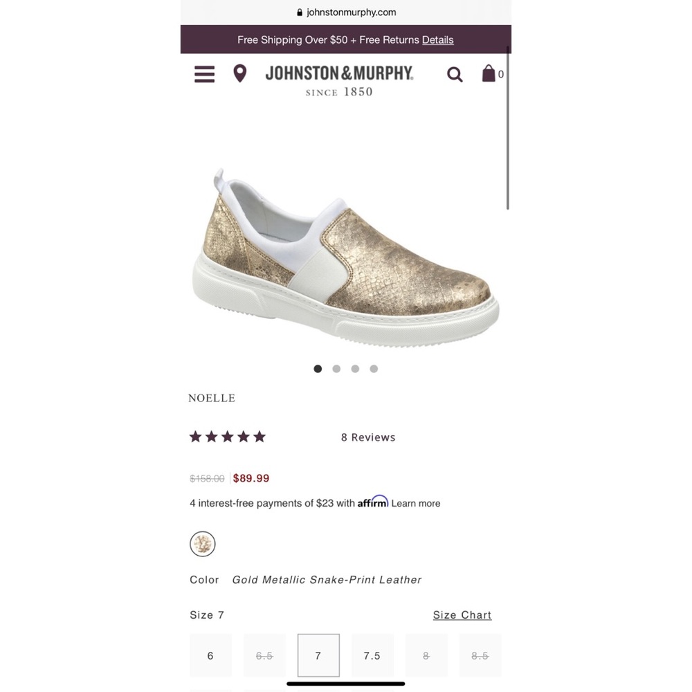 Johnston and Murphy Noelle Sneakers 6 1/2